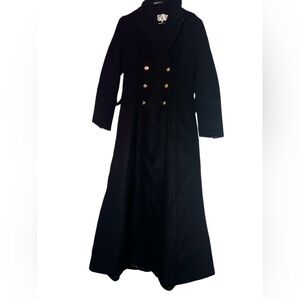 LoveShackFancy Black thick maxi overcoat w goldtone buttons NWOT